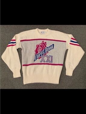 1987 NFL Cliff Engle Super Bowl XXI Sweater Rose Bowl Made in USA